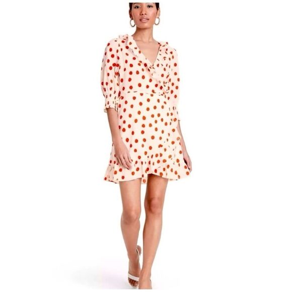 Rixo X Target Polka Dot Puff Sleeve Ruffle Wrap Dress - Picture 1 of 15